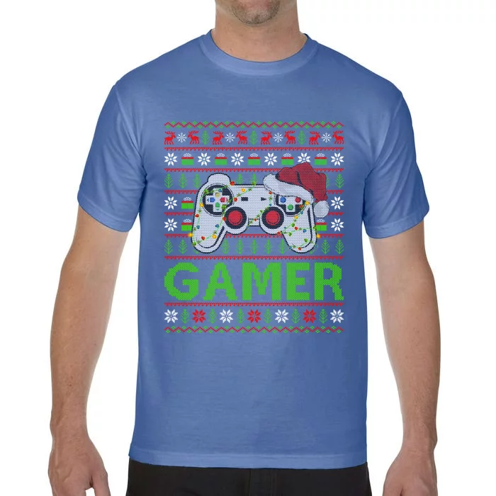 Video Gamer Xmas Lighting Ugly Santa Video Gamer Christmas Gift Comfort Colors T-Shirt