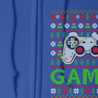 Video Gamer Xmas Lighting Ugly Santa Video Gamer Christmas Gift Full Zip Hoodie