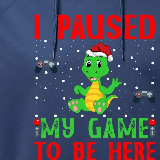 Video Gamer Xmas Dinosaur Playing Video Game Christmas Gift Performance Fleece Hoodie