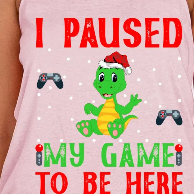 Video Gamer Xmas Dinosaur Playing Video Game Christmas Gift Women's Knotted Racerback Tank