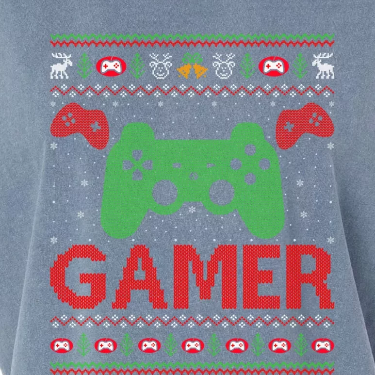 Video Gamer Xmas Ugly Santa Video Game Christmas Gift Garment-Dyed Women's Muscle Tee