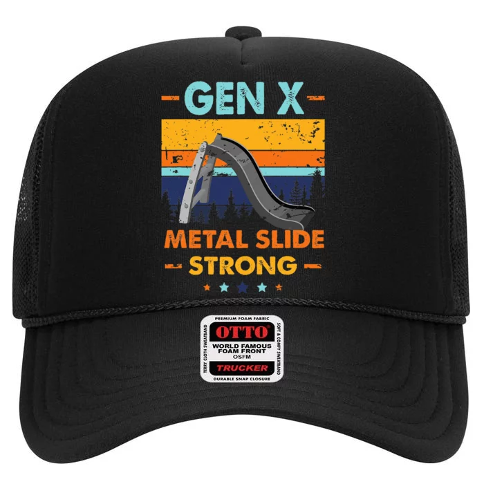 Vintage Gen X Generation Sarcasm Gen X Metalslide A Strong High Crown Mesh Trucker Hat