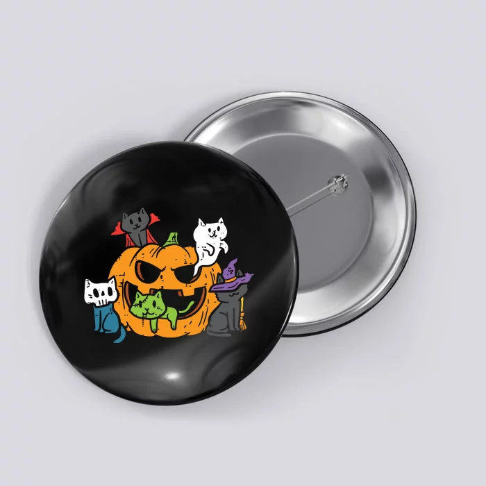 Vampire Ghost Zombie Witch Cats In Pumpkin Cute Halloween Button