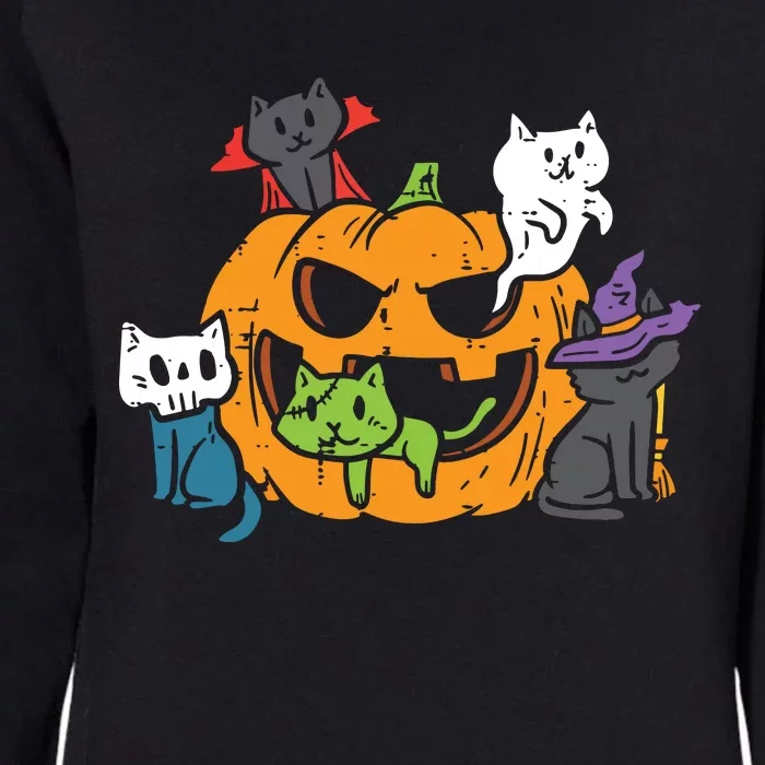 Vampire Ghost Zombie Witch Cats In Pumpkin Cute Halloween Womens California Wash Sweatshirt