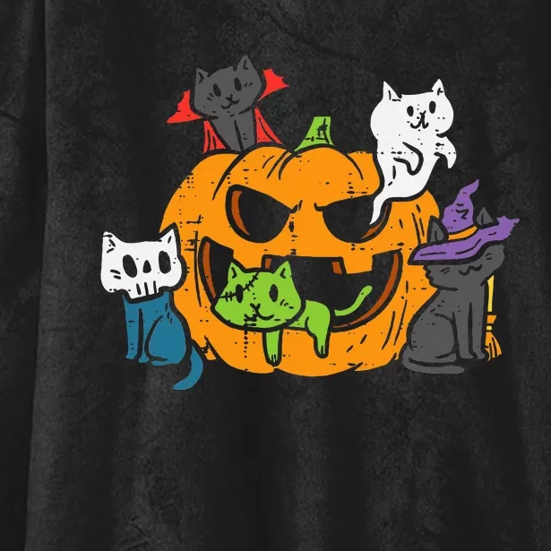 Vampire Ghost Zombie Witch Cats In Pumpkin Hooded Wearable Blanket