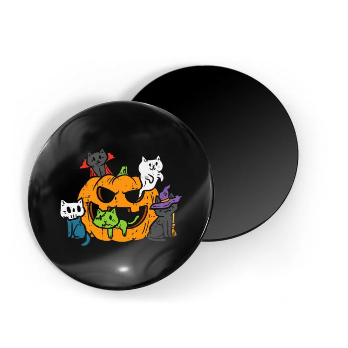 Vampire Ghost Zombie Witch Cats In Pumpkin Magnet