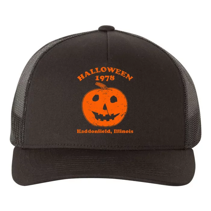 Vintage Halloween 1978 Pumpkin Haddonfield Illinois Yupoong Adult 5-Panel Trucker Hat