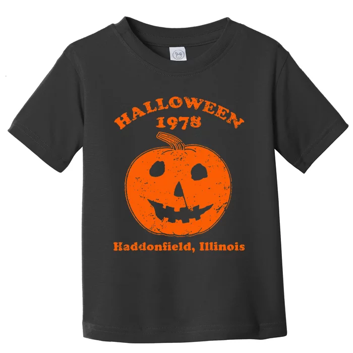 Vintage Halloween 1978 Pumpkin Haddonfield Illinois Toddler T-Shirt