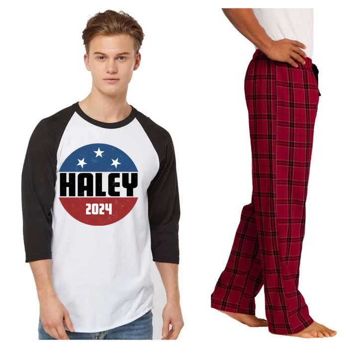 Vote Haley 2024 Election Retro Vintage Raglan Sleeve Pajama Set