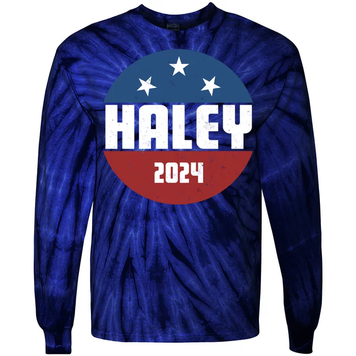 Vote Haley 2024 Election Retro Vintage Tie-Dye Long Sleeve Shirt