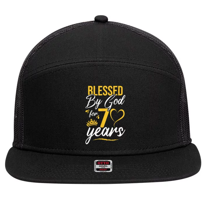 Vintage Happy 70 years Blessed by God for 70th Birthday gift 7 Panel Mesh Trucker Snapback Hat