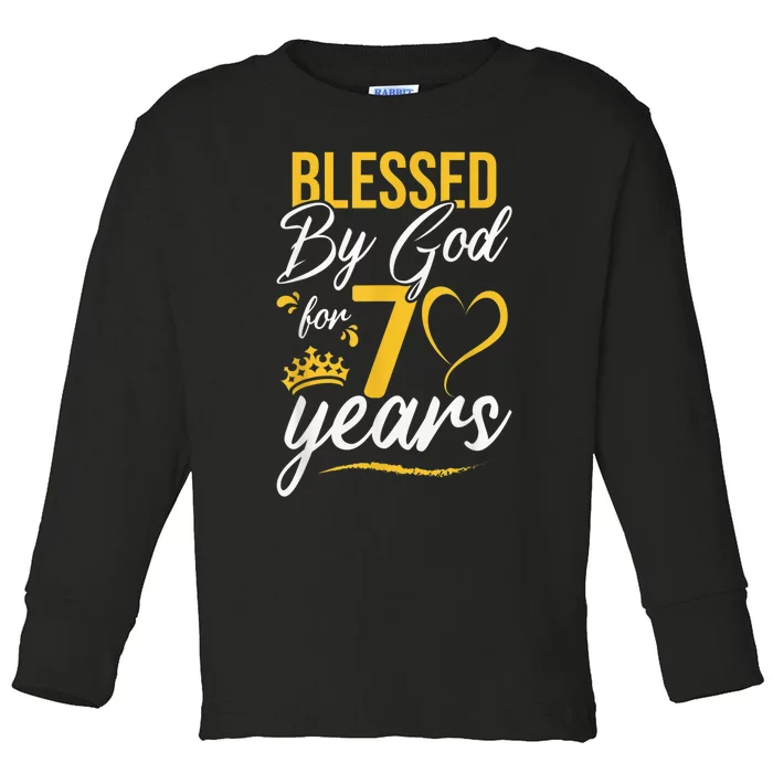 Vintage Happy 70 years Blessed by God for 70th Birthday gift Toddler Long Sleeve Shirt