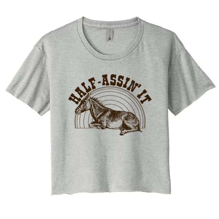 Vintage Half Assin It Mule Donkey Women's Crop Top Tee