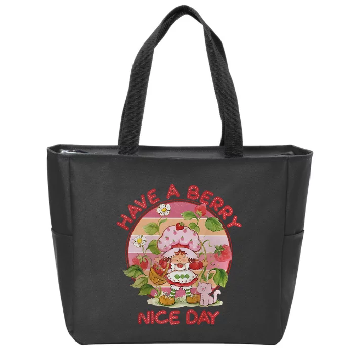 Vintage Have A Berry Nice Day Strawberry Zip Tote Bag