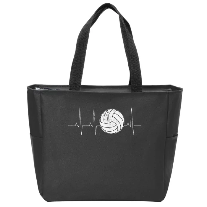 Volleyball Heartbeat As Funny Volleyball Gift Ideas Zip Tote Bag