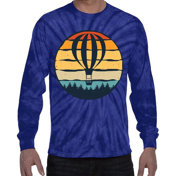 Vintage Hot Air Balloon And Ballooning Design Sky Adventure Tie-Dye Long Sleeve Shirt