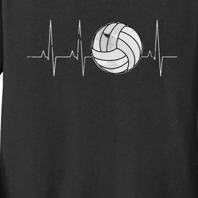 Volleyball Heartbeat As Funny Volleyball Gift Ideas Kids Long Sleeve Shirt