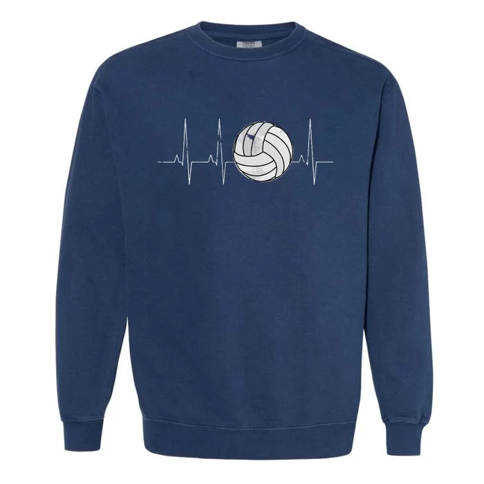 Volleyball Heartbeat As Funny Volleyball Gift Ideas Garment-Dyed Sweatshirt