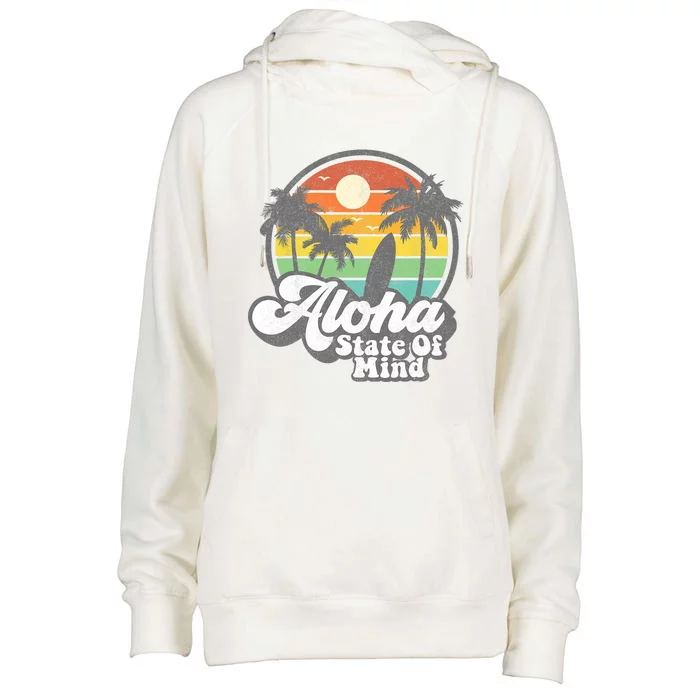 Vintage Hawaii Aloha State Hawaiian Beach Surfing Surf Gift Womens Funnel Neck Pullover Hood