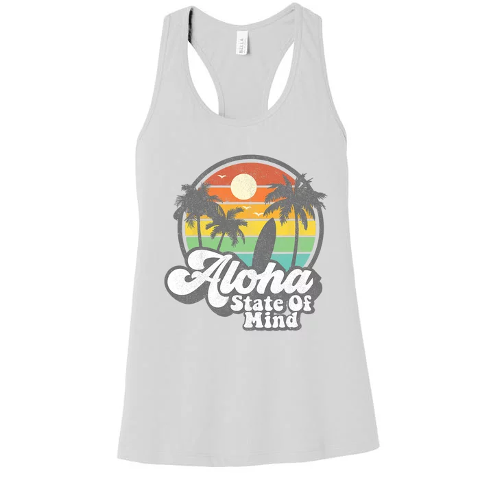 Vintage Hawaii Aloha State Hawaiian Beach Surfing Surf Gift Women's Racerback Tank