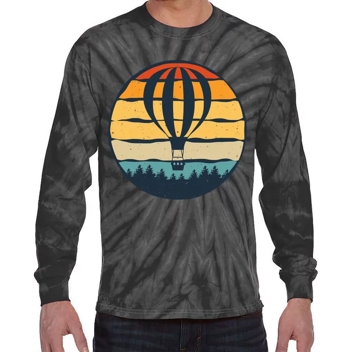 Vintage Hot Air Balloon And Ballooning Design Sky Adventure Tie-Dye Long Sleeve Shirt