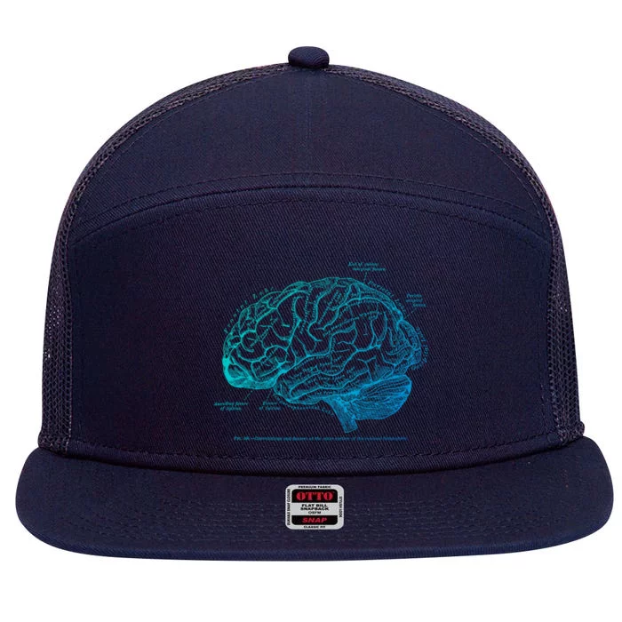 Vintage Hu Brain Anatomy Gift 7 Panel Mesh Trucker Snapback Hat