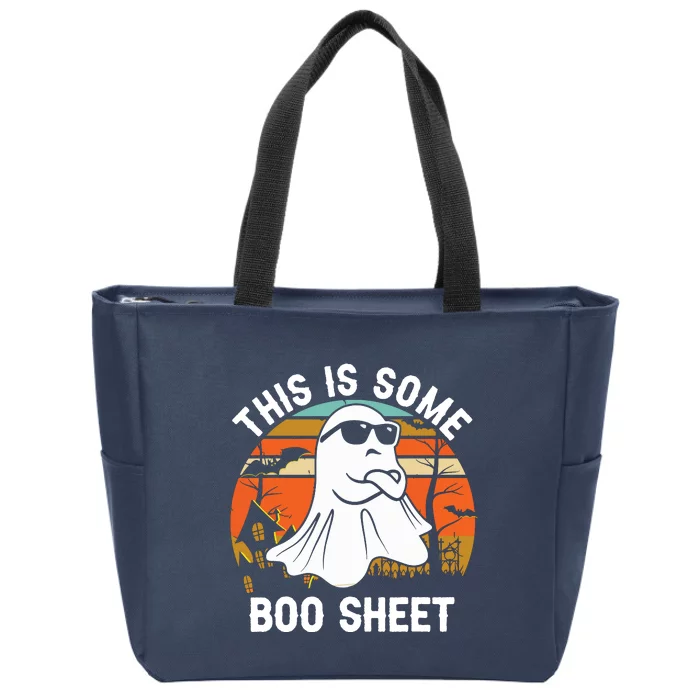 Vintage Halloween Boo Ghost Costume This Is Some Boo Sheet Zip Tote Bag