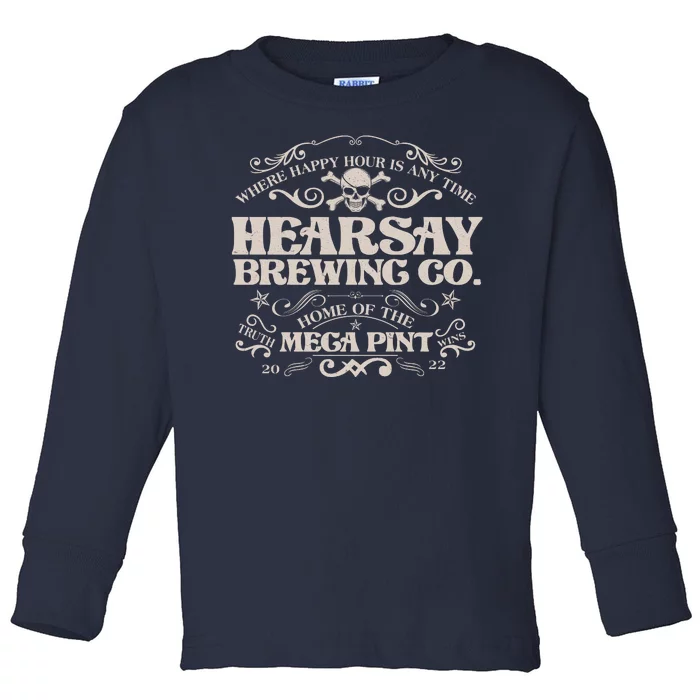 Vintage Hearsay Brewing Co. Where Happy Hour Is Any Time Toddler Long Sleeve Shirt