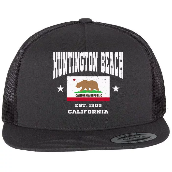 Vintage Huntington Beach California Ca Flat Bill Trucker Hat