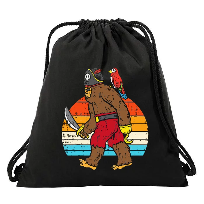 Vintage Halloween Bigfoot Pirate Parrot Costume Drawstring Bag