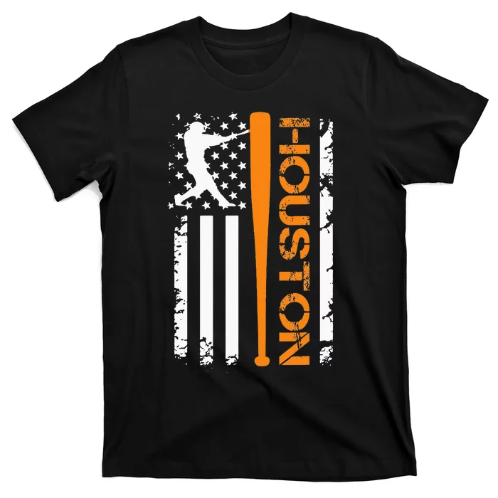 Vintage Houston Baseball American US Flag T-Shirt