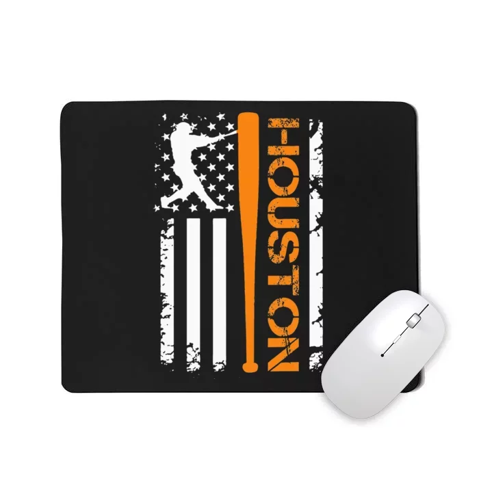 Vintage Houston Baseball American US Flag Mousepad