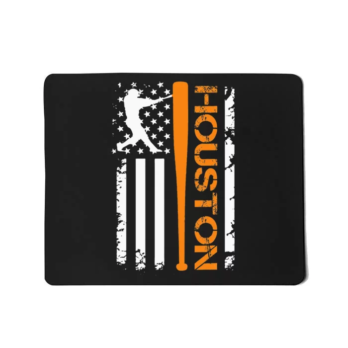 Vintage Houston Baseball American US Flag Mousepad