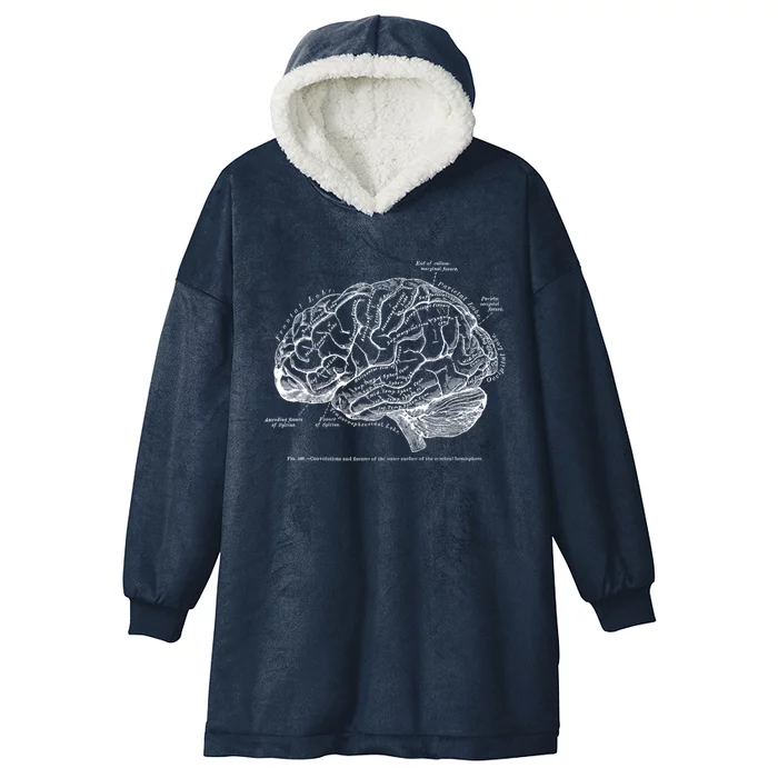 Vintage Hu Brain Anatomy Gift Hooded Wearable Blanket