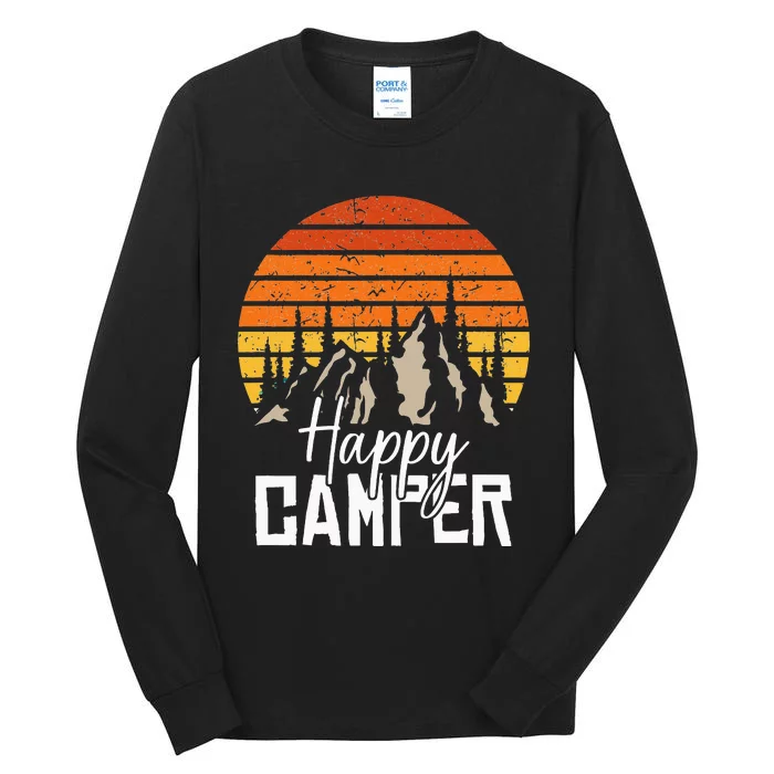 Vintage Happy Camper Tent Natural Mountain Tents Tall Long Sleeve T-Shirt