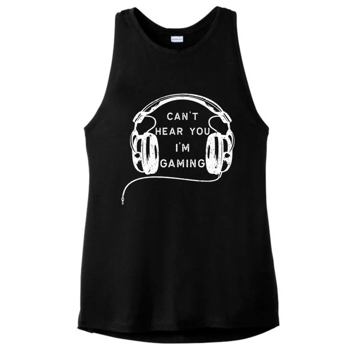 Vintage Headset Can't Hear You I'm Gaming Gift Ladies Tri-Blend Wicking Tank