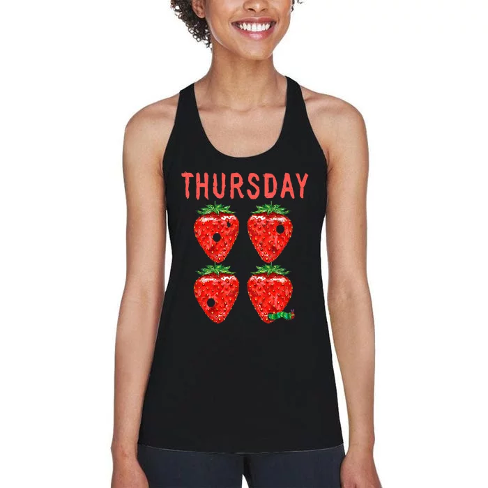 Very Hungry Caterpillar Thursday Funny Strawberry Fruit Women's Racerback Tank