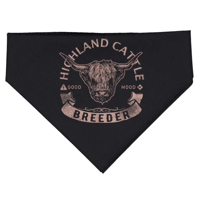 Vintage Highland Cattle Breeder & Scottish Cow Farmers Stuff USA-Made Doggie Bandana