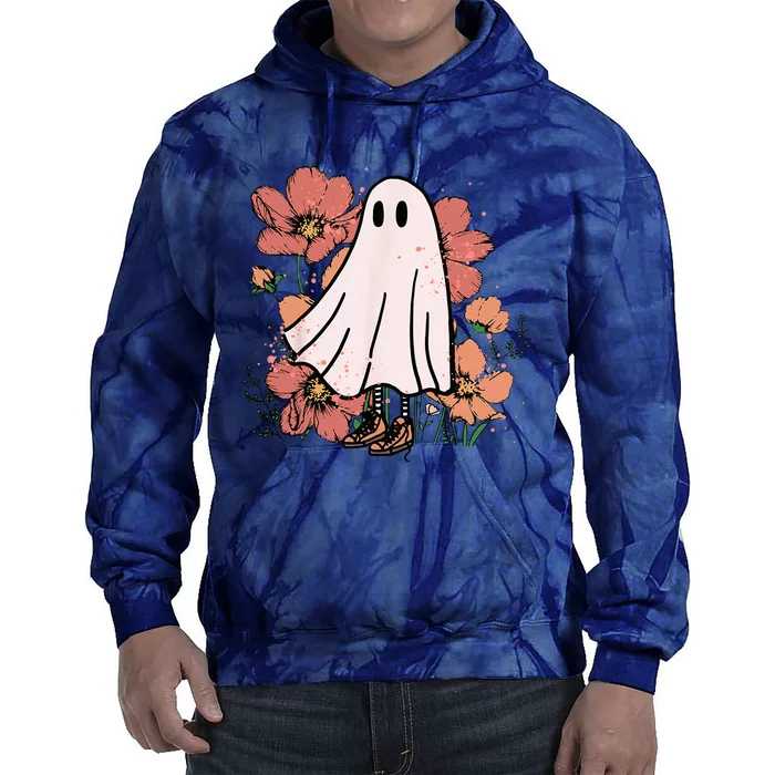 Vintage Halloween Costume Spooky Retro Cute Floral Ghost Tie Dye Hoodie