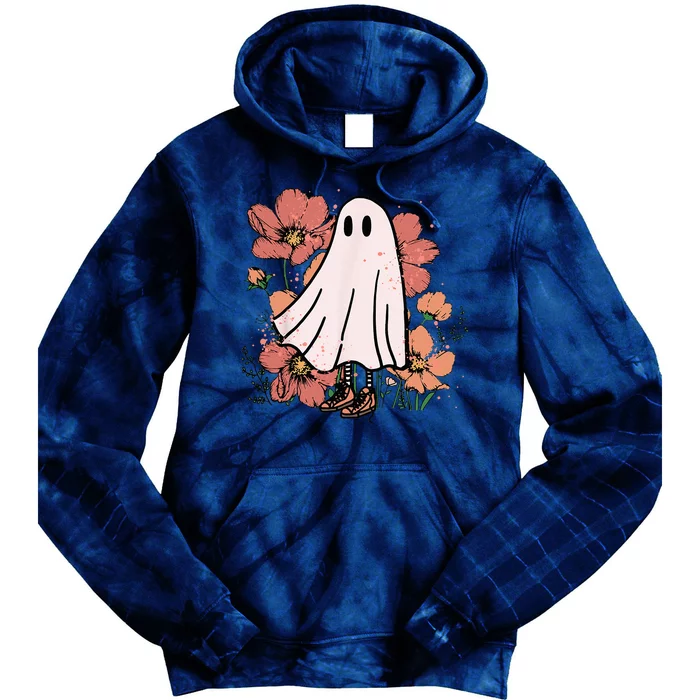 Vintage Halloween Costume Spooky Retro Cute Floral Ghost Tie Dye Hoodie