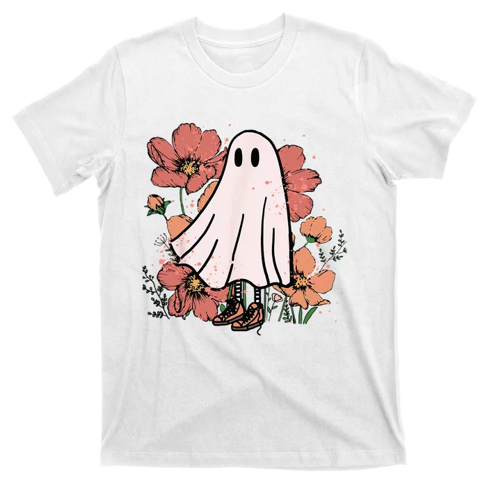 Vintage Halloween Costume Spooky Retro Cute Floral Ghost T-Shirt