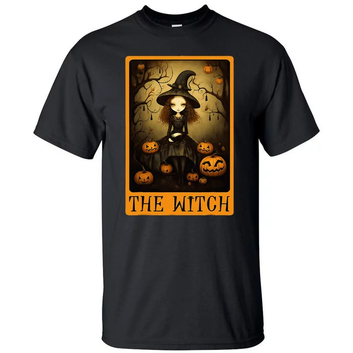 Vintage Halloween Cute Witch Black Cat The Wich Tarot Card Tall T-Shirt