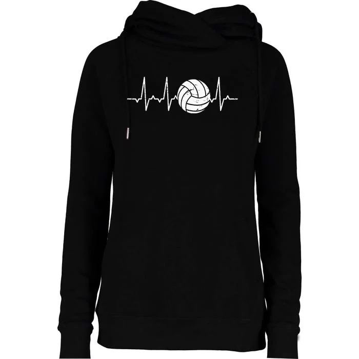 Volleyball Heartbeat Cute Funny Womens Funnel Neck Pullover Hood