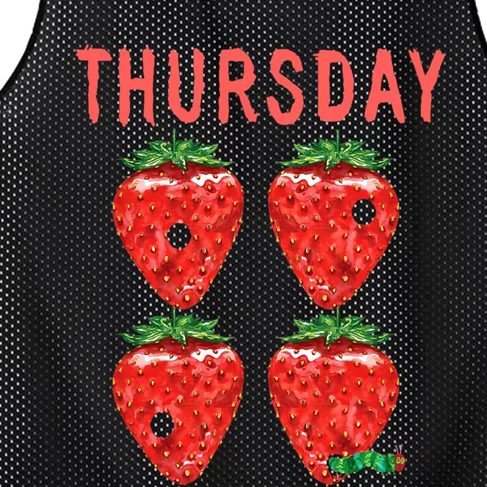 Very Hungry Caterpillar Thursday Funny Strawberry Fruit Mesh Reversible Basketball Jersey Tank