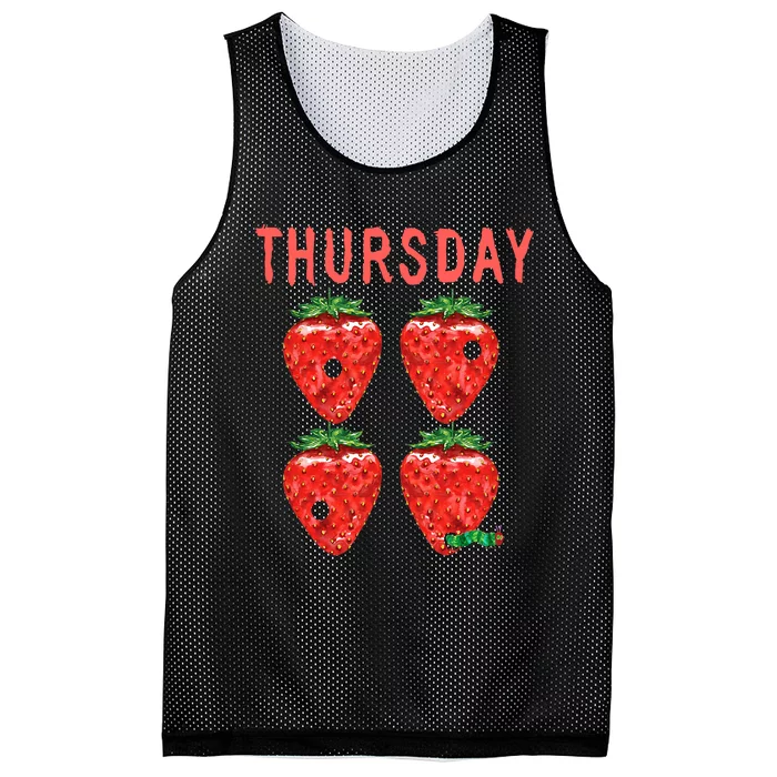 Very Hungry Caterpillar Thursday Funny Strawberry Fruit Mesh Reversible Basketball Jersey Tank