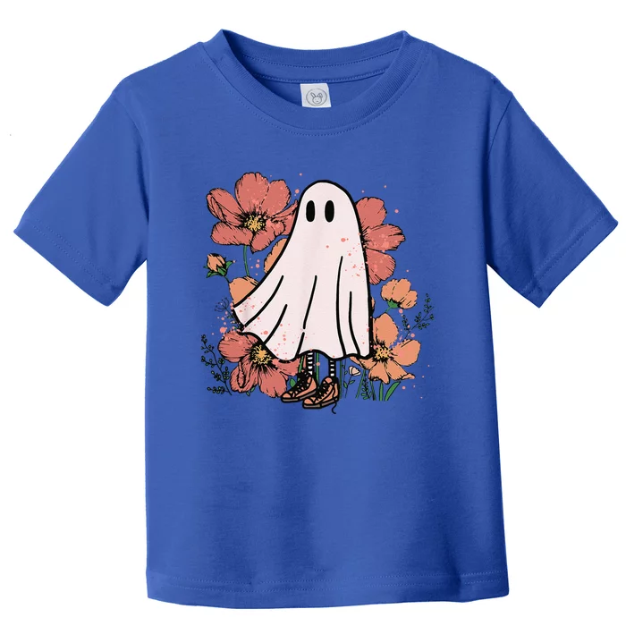 Vintage Halloween Costume Spooky Retro Cute Floral Ghost Toddler T-Shirt