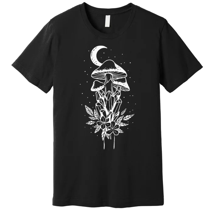 Vintage Hippie Crystals And Mushrooms Witchy Plant Goth Punk Premium T-Shirt