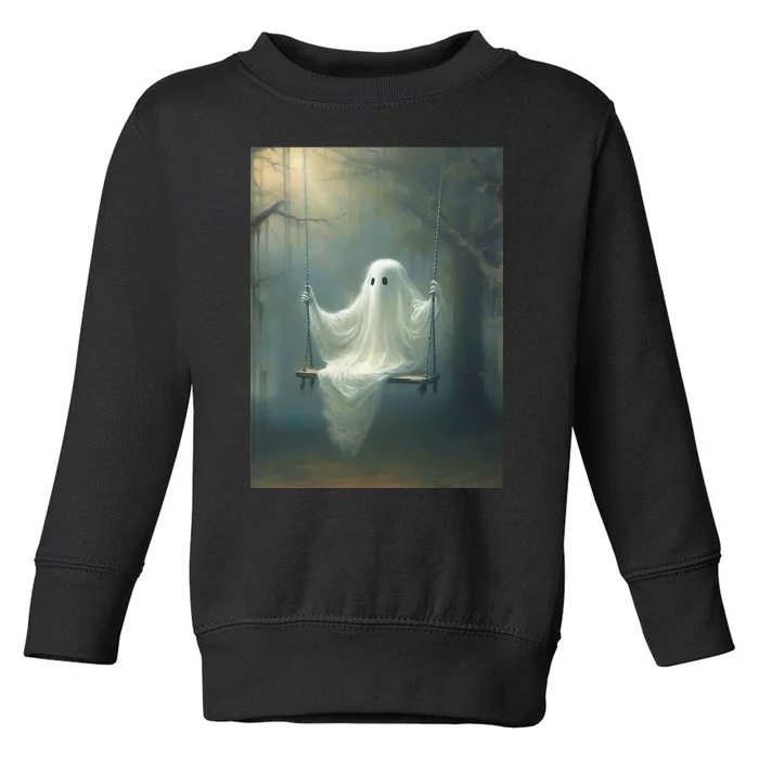 Vintage Halloween Costume Ghost Swing In The Forest Gothic Toddler Sweatshirt