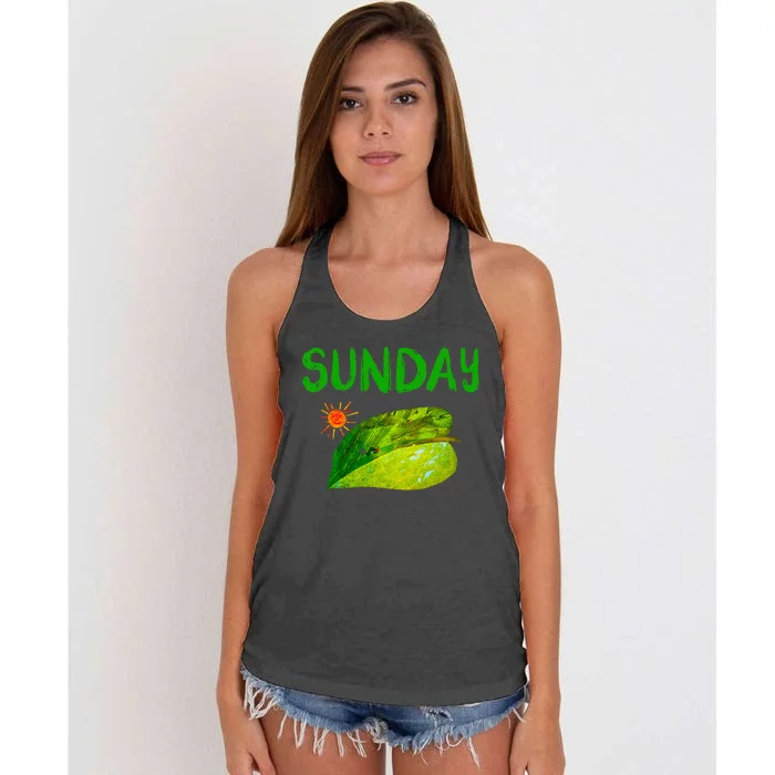 Very Hungry Caterpillar Sunday Fruits Birthday Caterpillar Women's Knotted Racerback Tank