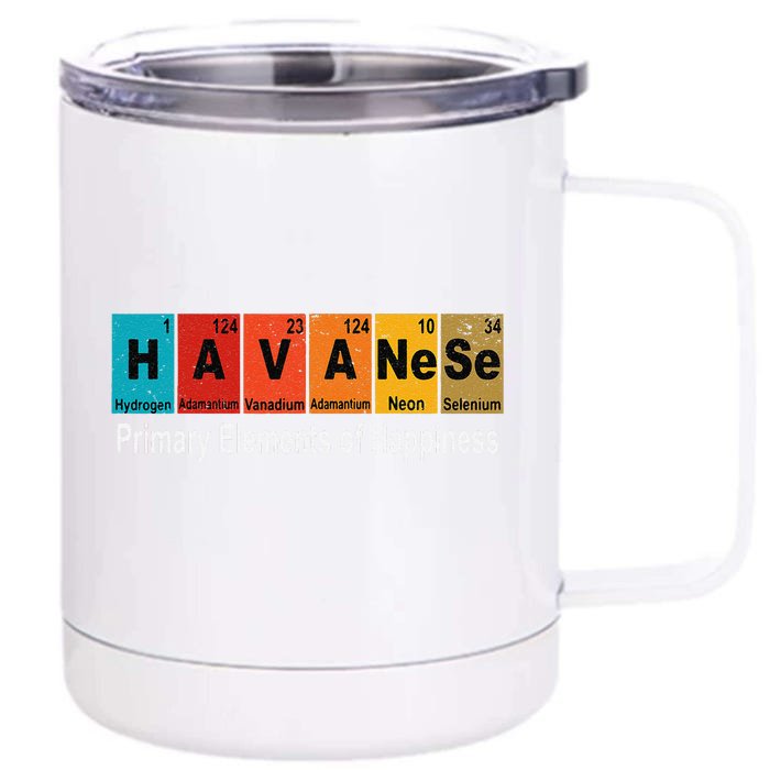 Vintage Havanese Dog Science Funny Periodic Table Pet Gift Front & Back 12oz Stainless Steel Tumbler Cup